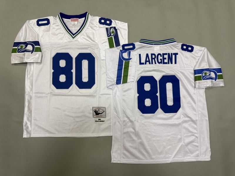 Men 2025 Seattle Seahawks #80 Largent white Throwback Limited NFL Jersey style 001